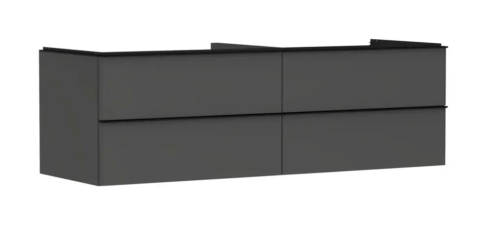 Waschtischunterschrank in diamantgrau matt mit 4 Schubkästen, geeignet für Konsolen Aufsatzwaschtisch. Marke: Hansgrohe.